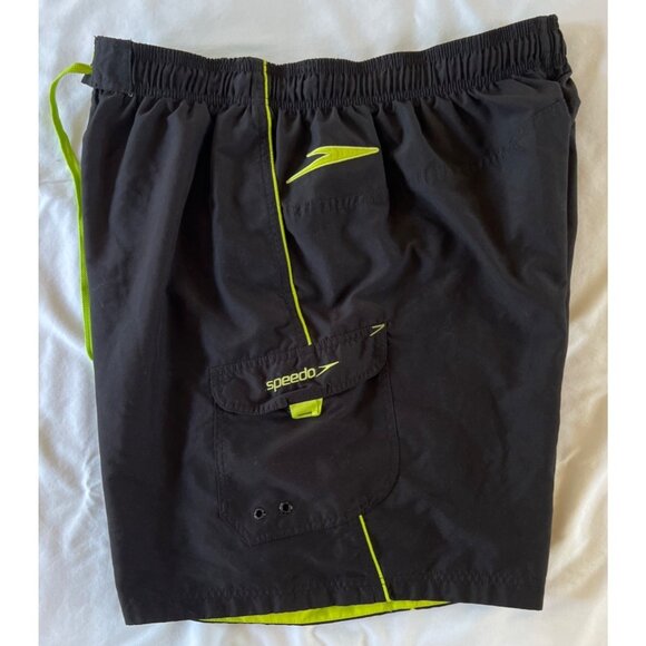 Speedo Mens Activewear Swim Shorts XXL Black & Neon Yellow Quick-Dry Mesh Lining - Picture 4 of 5
